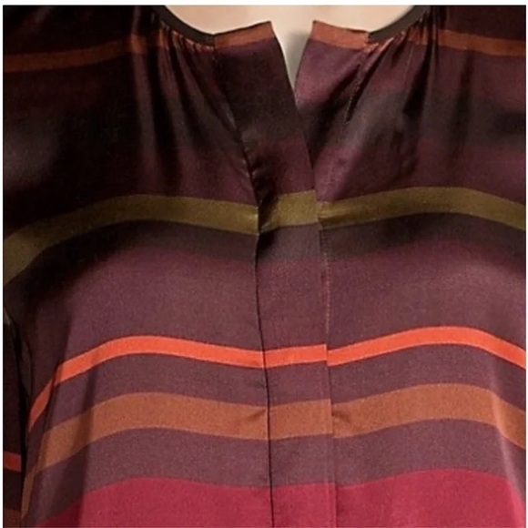 Lafayette 148 Prisha Autumn Sheen Rust Stripe Tunic Blouse Size Small - Picture 8 of 17